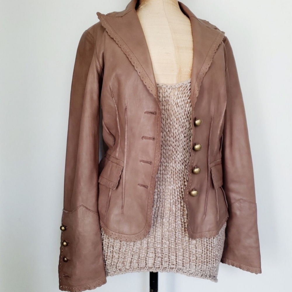Soft leather tailored jacket